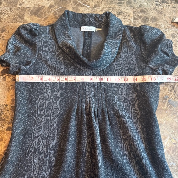 Calvin Klein Dress Size 6 Short Sleeve Sweater Cowl Neck Stretch - Picture 3 of 11